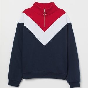 H&M multicolor pullover with O zipper